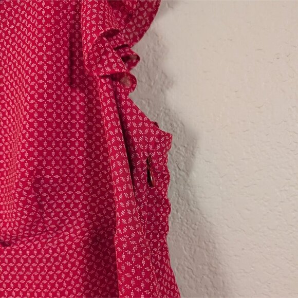 Y2K George Babydoll Top Geometric V Neck Flutter Sleeve Flowy 3X(22W/24W) Plus - Picture 6 of 9